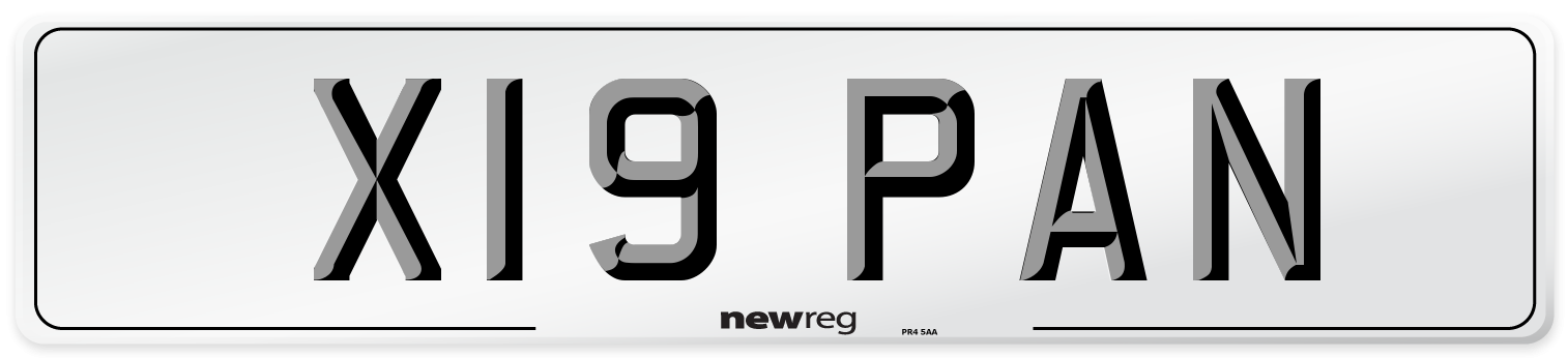 X19 PAN Number Plate from New Reg